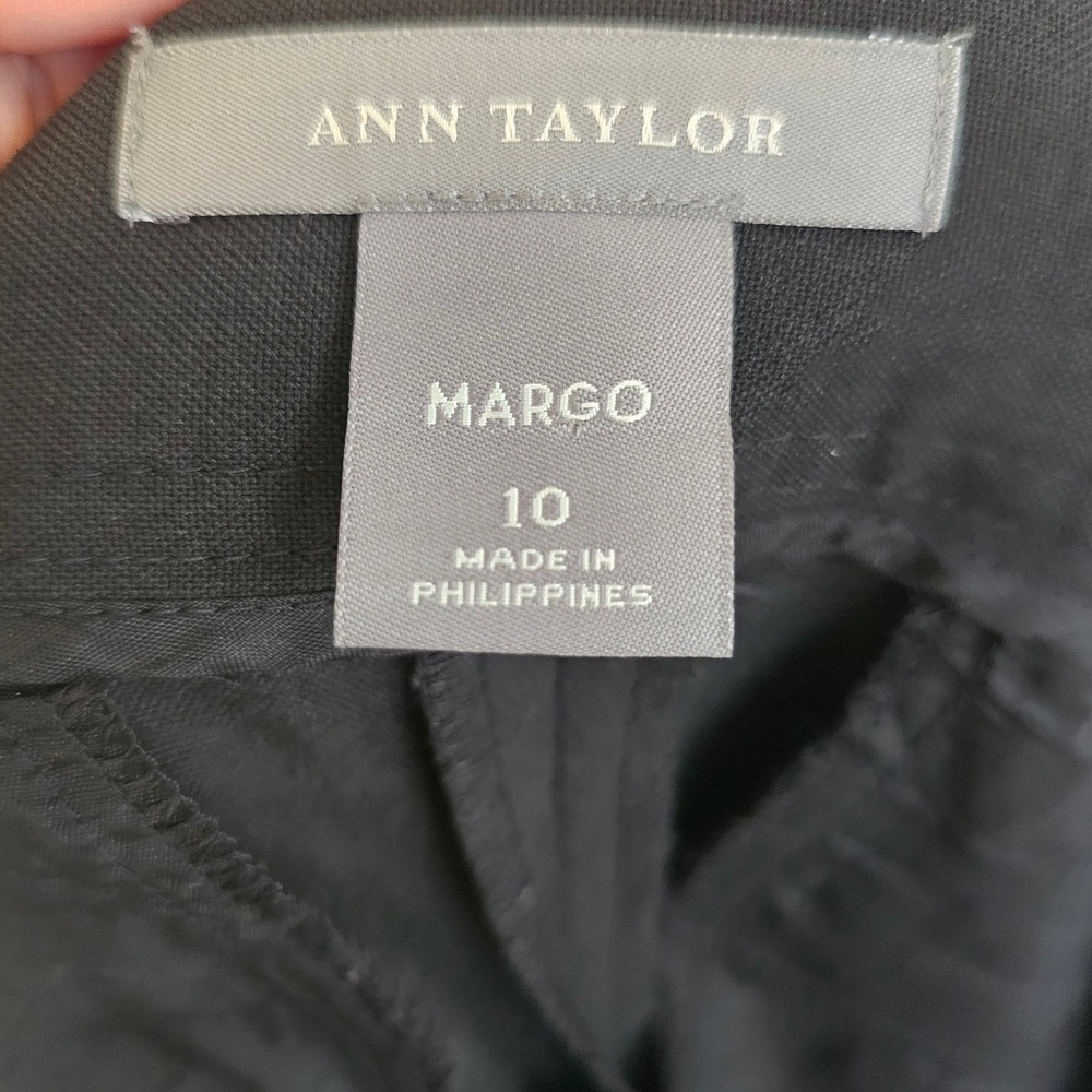 Ann Taylor Margo Wide Leg Pants Black Minimalist Quiet Luxury‎ Office Size 10 - Picture 11 of 12
